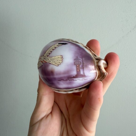 5/$25 💘 VTG Carved Shell With Seagull and Lighthouse - Picture 2 of 7